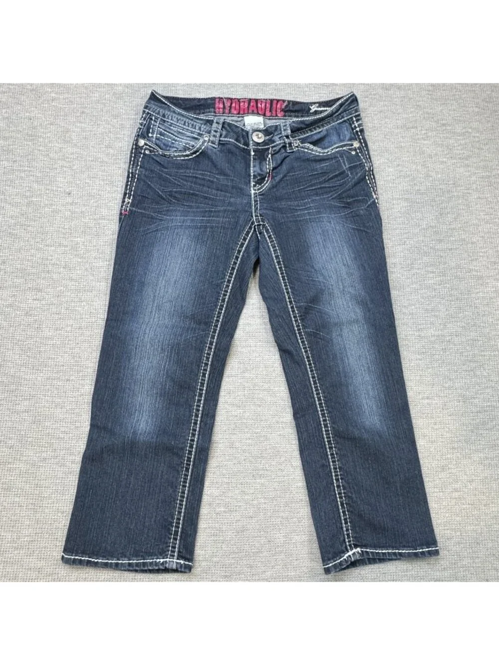 Hydraulic Gramercy Denim Capri Jeans Womens Sz 5/6 Blue Low Rise Dual Stitching
